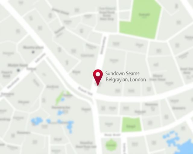 A map showing the location of Sundown Seams in Belgravia, London.